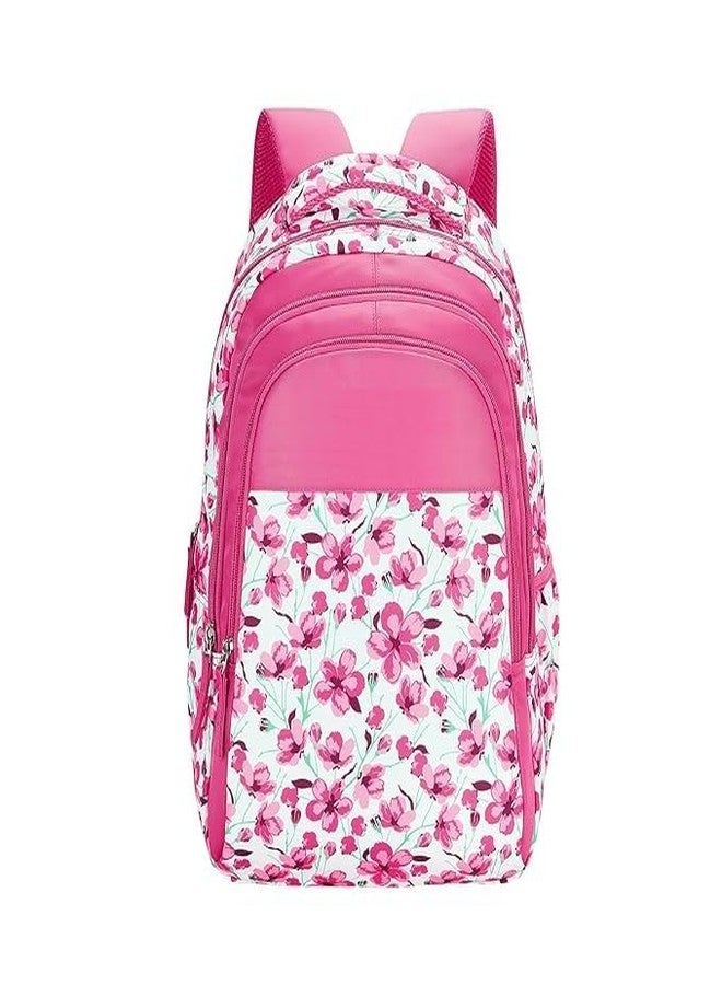 QBLYN Camellia 27 litres Pink School Backpack School Bag School Backpack College Backpack Travel Backpack Office Backpack Multipurpose Backpack Picnic Bag for Boys & Girls - Image 1